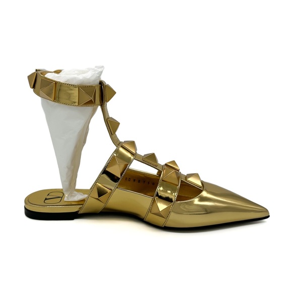 VALENTINO GARAVANI Roman Stud Ankle Strap Pointed Toe Flat - Picture 5 of 8